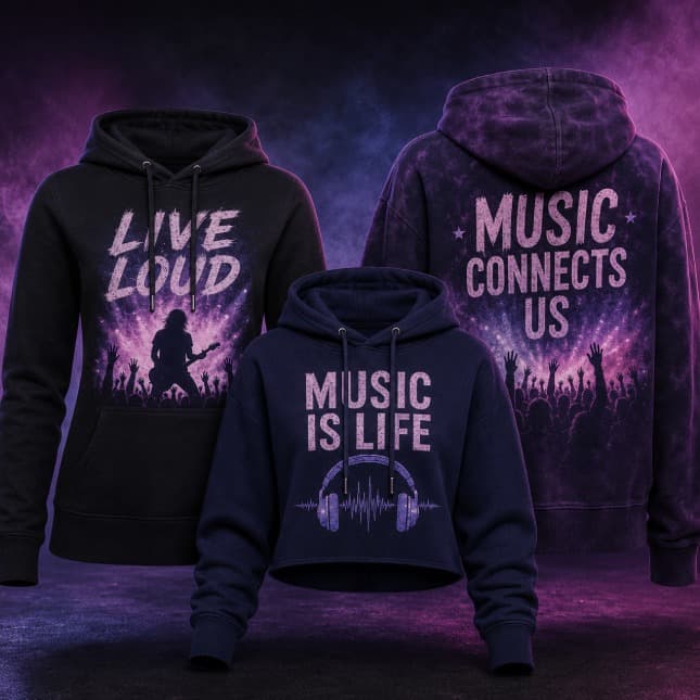 Hoodies in the OohYeah music marketplace