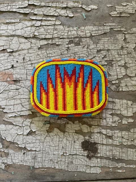 Native Hand Beaded Yellow Belt Buckle