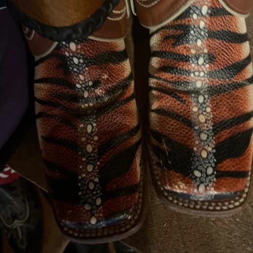Canty Boots - Rust & Black Tiger Stingray (Size 8)